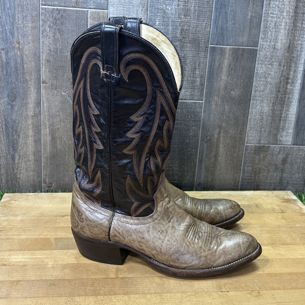 Wrangler Men's Leather Western Cowboy Boots Brown Tan Size 9.5 D Round Toe